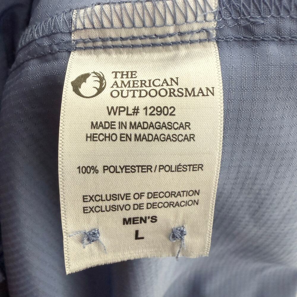 The American Outdoorsman Shirt Blue Fishing Vented Short Sleeve UPF Mens L - Picture 5 of 6